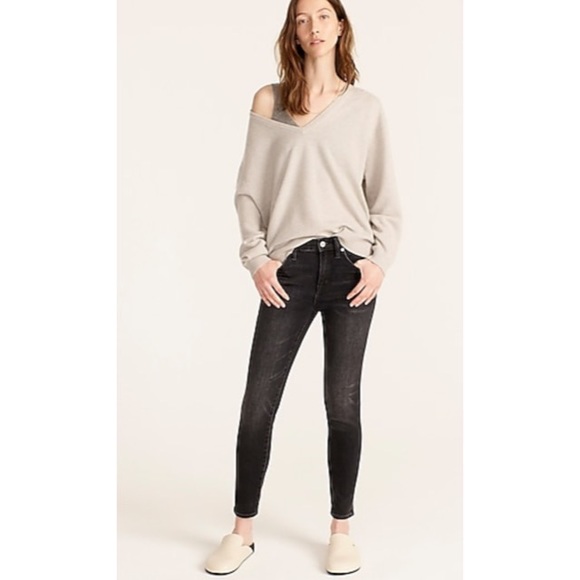 J. Crew 9" High Rise Toothpick Skinny Jeans In Charcoal Gray-Black Size 27 H2651